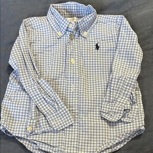 18m Ralph Lauren Blue Checkered button down shirt